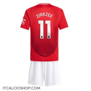 Manchester United Joshua Zirkzee #11 Prima Maglia Bambino 2024-25 Manica Corta (+ Pantaloni corti)